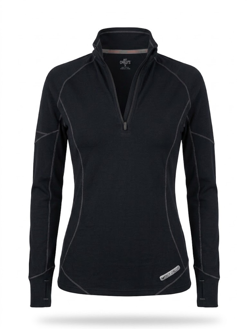 Hot chilly’s NWT Women’s Micro Elite Quarter Zip Black Thermal Base Layer Small